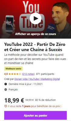 Formation Youtube Udemy